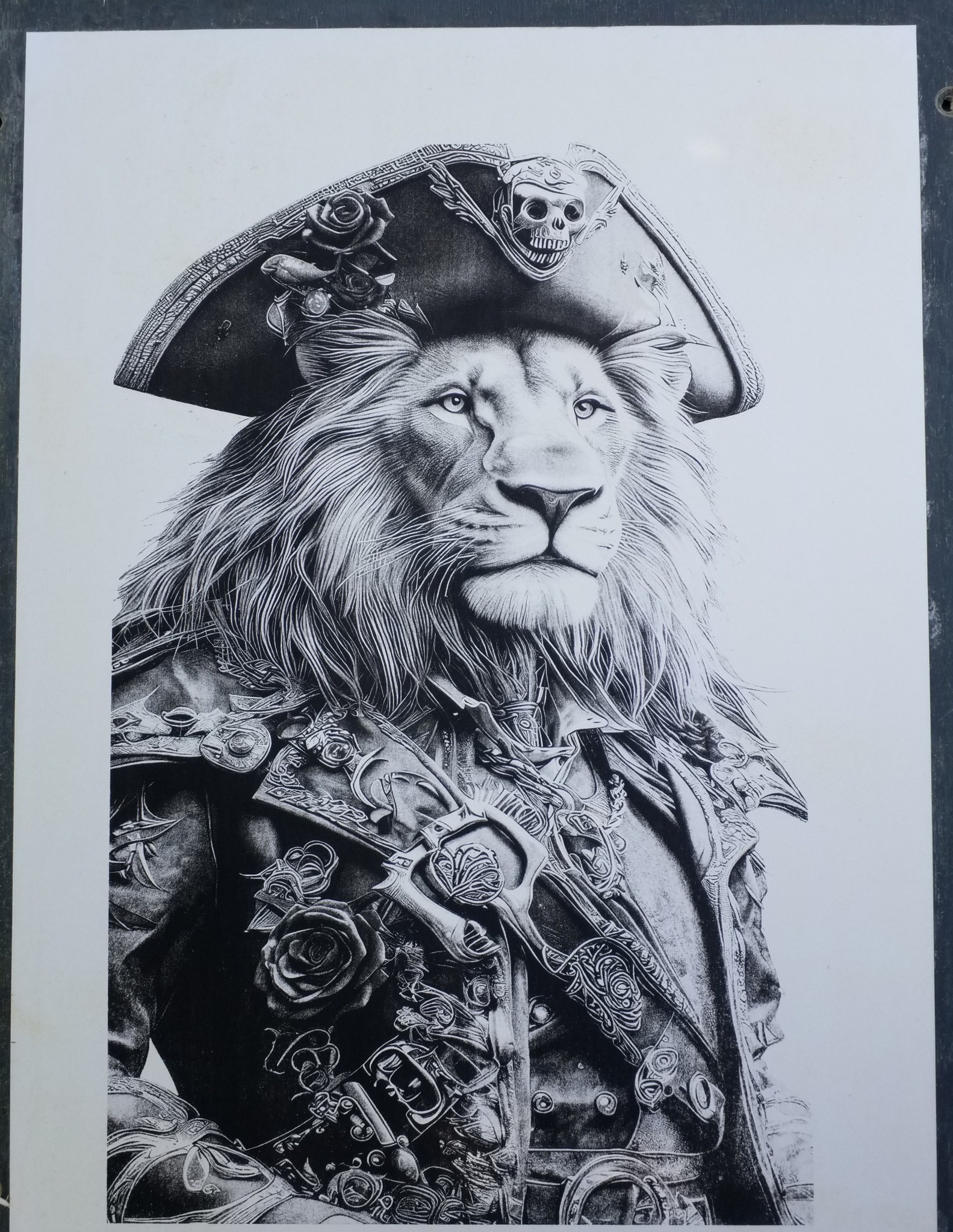 DithX Lion on Paper Engraving